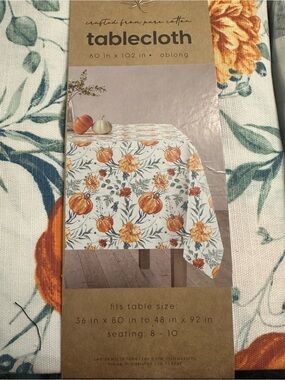Nordstrom Cotton Tablecloth - White, Orange, Green, Blue